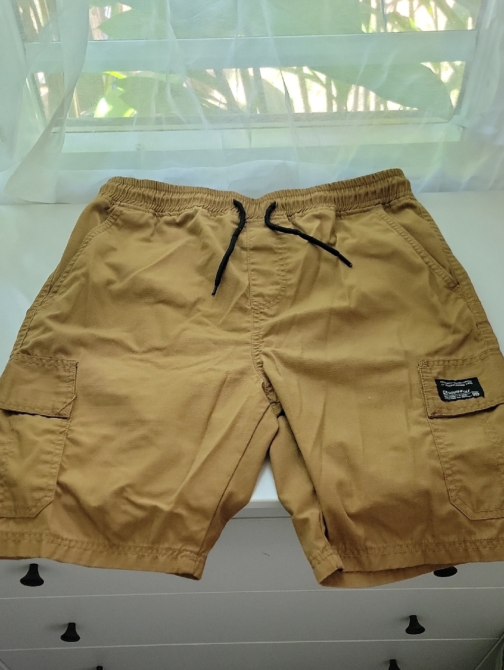 SouthPole Men's Cargo Drawstring Shorts in Khaki